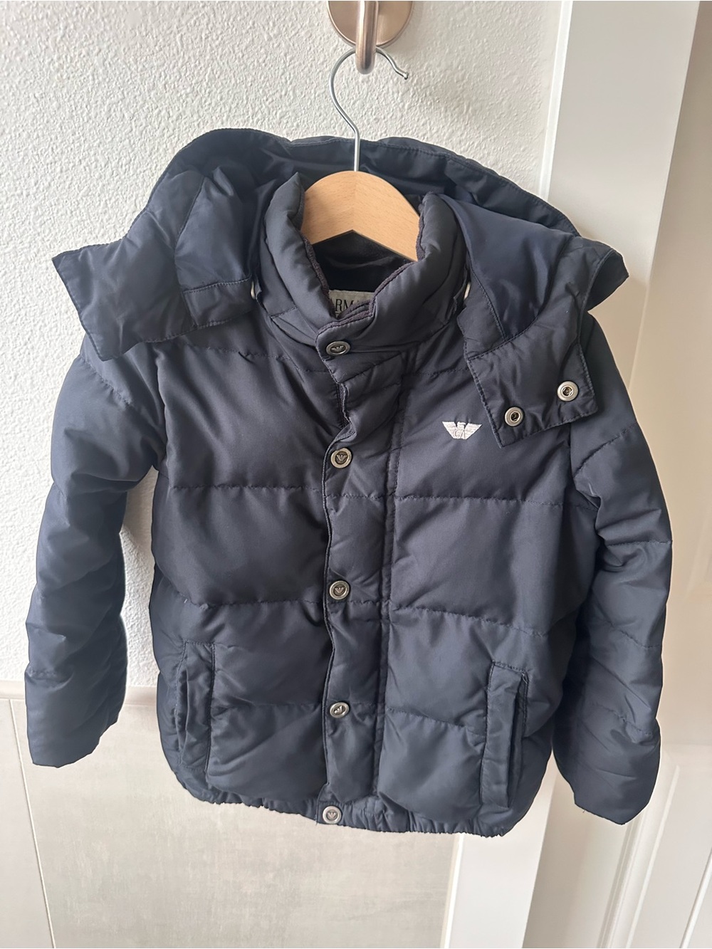 Emporio Armani Kids Black Puffer Jacket with Hood 4t